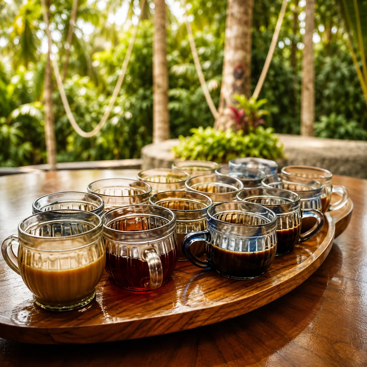 Coffee tasting table setup